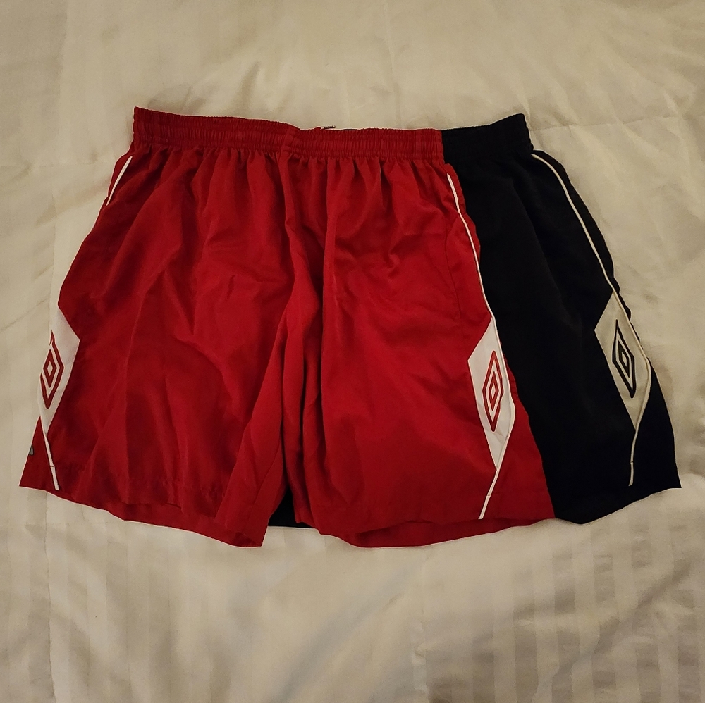 Umbro Men's Red and Black Athletic Shorts